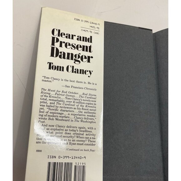Fear & Present Danger by Tom Clancy – G+ Political Tech Thriller Book - Picture 2 of 3
